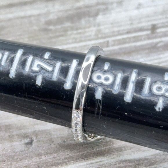 Sterling Silver Ring Sky Blue CZ Faceted Solitaire Halo Clear CZ Size 7.75 Prong - Picture 13 of 14